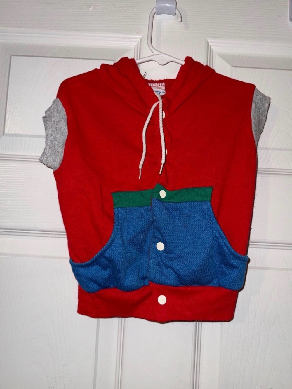 Vintage Active Duty Color Block Sleevelesss button up Hoodie